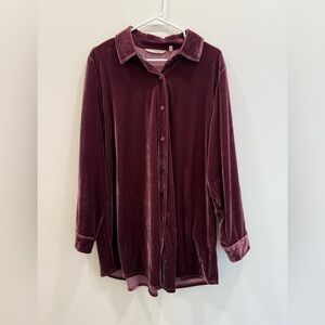 Soft surroundings super soft velvet tunic top shirt purple women’s size 1x